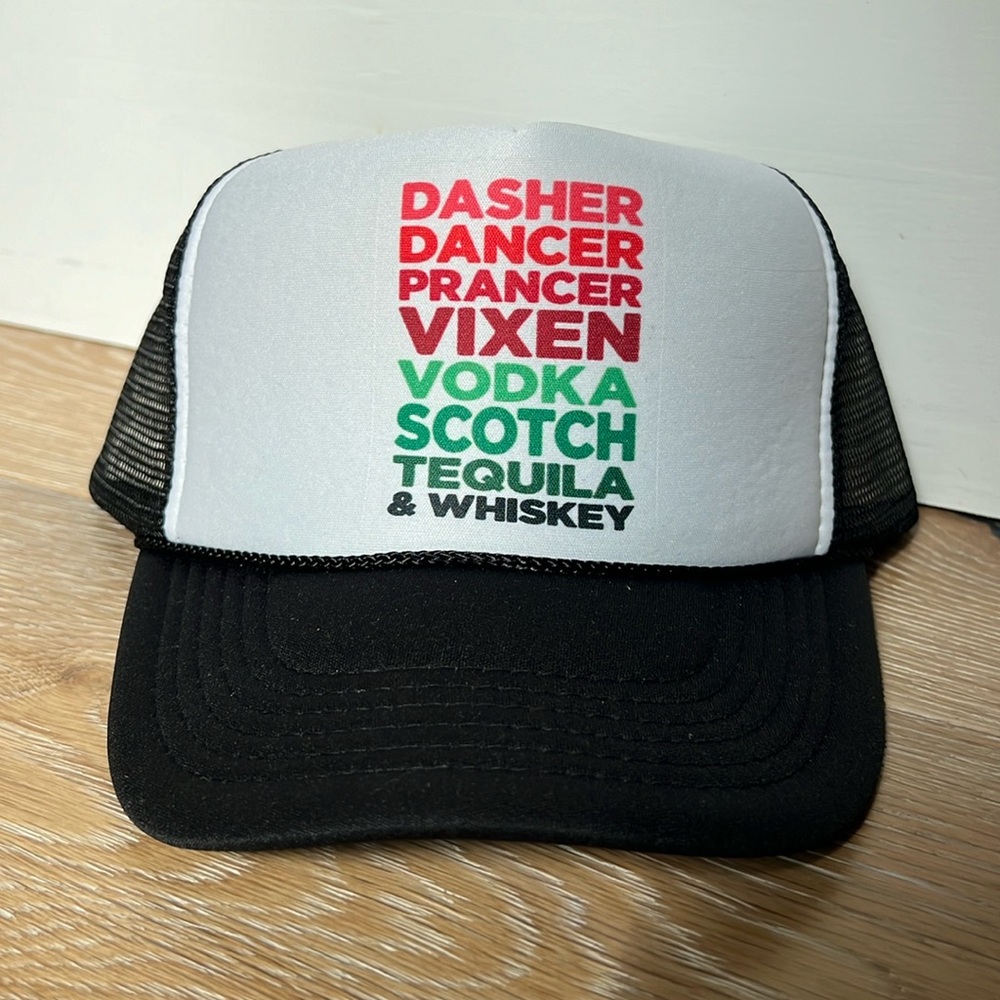 NWOT 🎄🎅🏻Christmas Trucker Hat Vodka Scotch Tequila Whiskey
